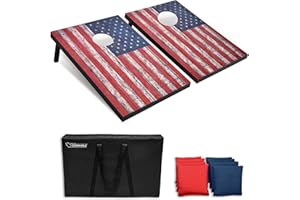 GoSports Classic Cornhole Set – Includes 8 Bean Bags, Travel Case and Game Rules (Choice of Style)