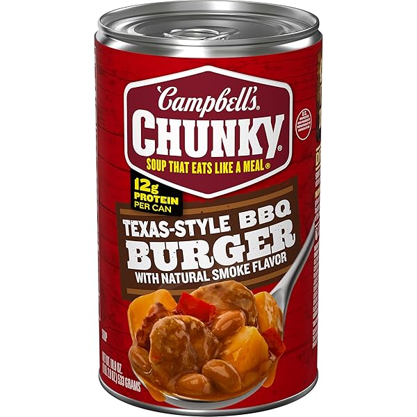 CAMPBELL’S CHUNKY TEXAS-STYLE BBQ BURGER WITH NATURAL SMOKE FLAVOR SOUP, 18.8 OZ CAN
