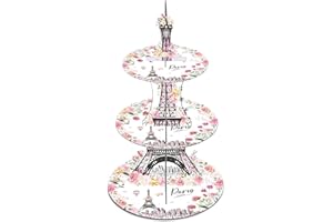 Keluna Paris Themed Party Decorations - 3 Tier Cupcake Stand Eiffel Tower Paris Party Decorations Macaron Dessert Holders Wom