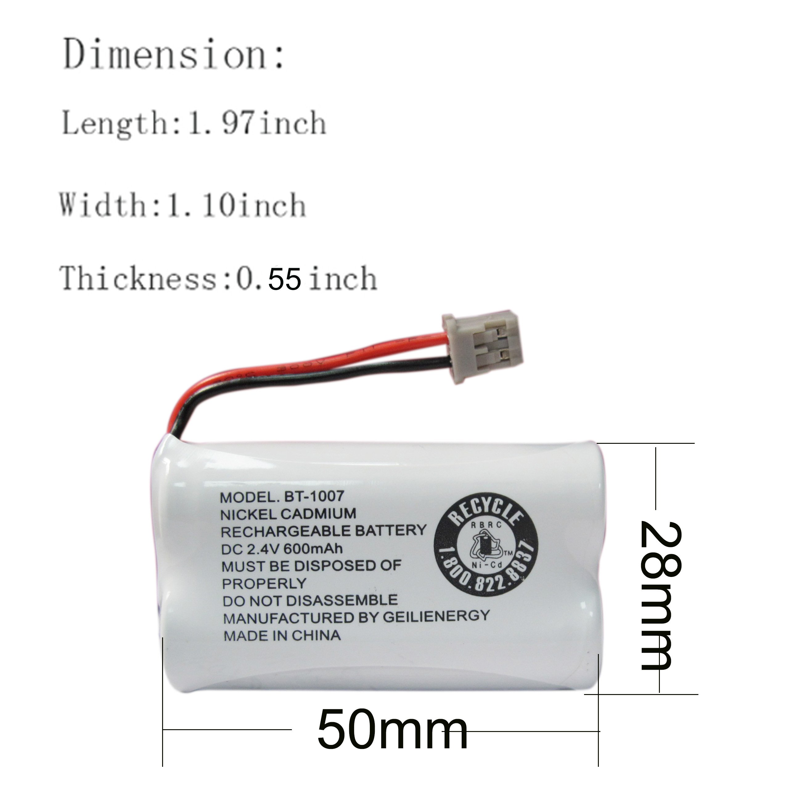 GEILIENERGY BT-1007 Cordless Phone Battery Compatible with Uniden BT1007 BT904 BT-904 BT1015 BT-1015 BBTY0651101 BBTY0460001 BBTY0510001 BBTY0624001 BBTY0700001 HHR-P506 HHR-P506A(3-Pack)