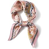FEIBOON 100% Pure Mulberry Silk Scarfs 26"x26" Square Scarf Women Neckerchief Headscarf hair scarf bandana Gift Packed
