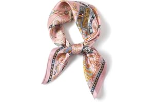 FEIBOON 100% Pure Mulberry Silk Scarfs 27"x27" Square Scarf Women Neckerchief Headscarf hair scarf bandana Gift Packed