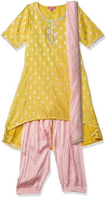 Girl's synthetic a-line Salwar Suit Set