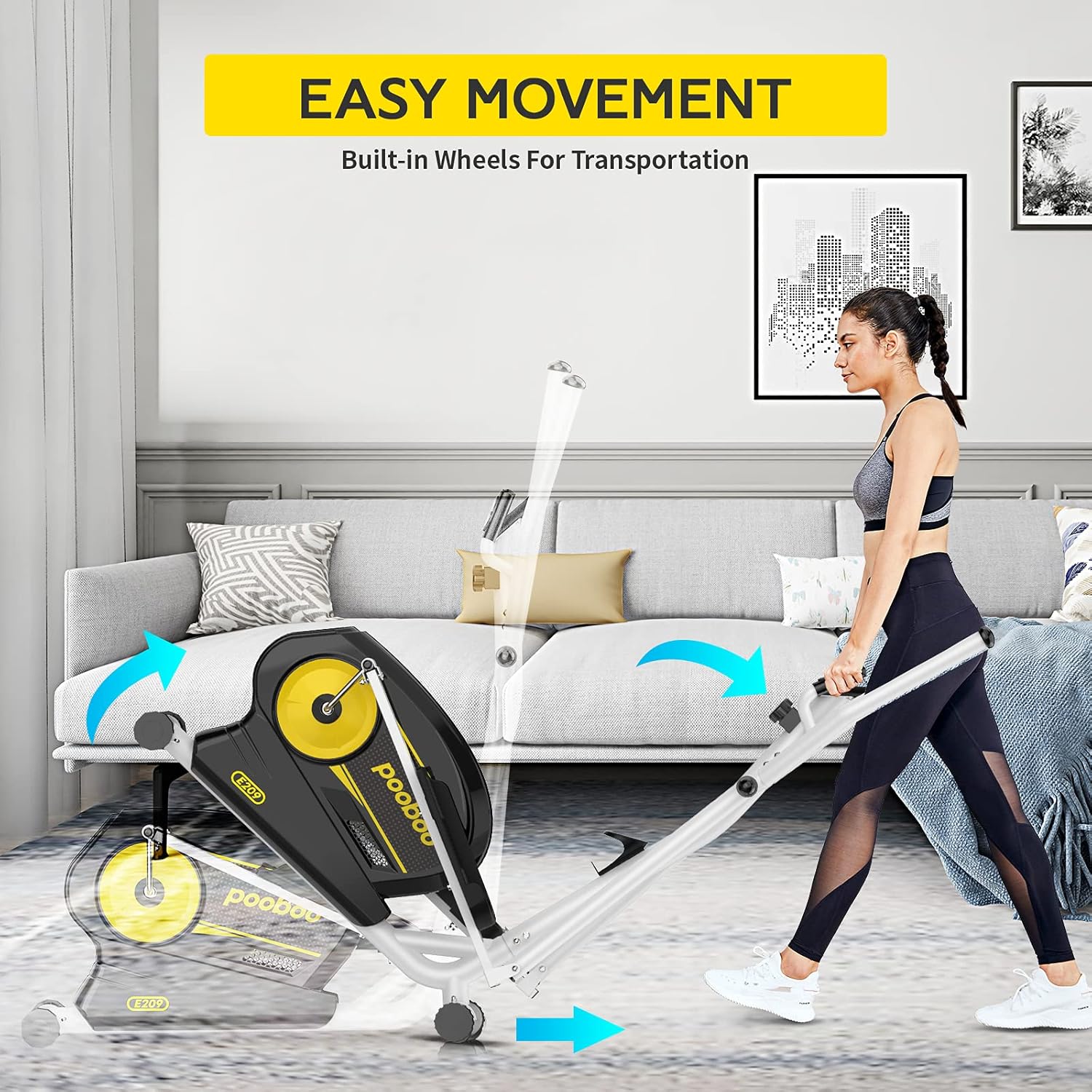 Afully Elliptical Machine Eliptical Trainer with 8 Levels Magnetic Resistance, Tablet Holder, LCD Monitor, Pulse Sensors, Smooth and Quiet for Home Use (E208-18) : Sports & Outdoors