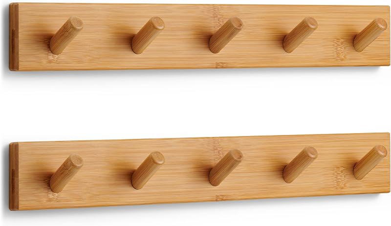 LARHN 5-Hook Wall Mounted Coat Rack 43 cm 2-Pack with Fixings
