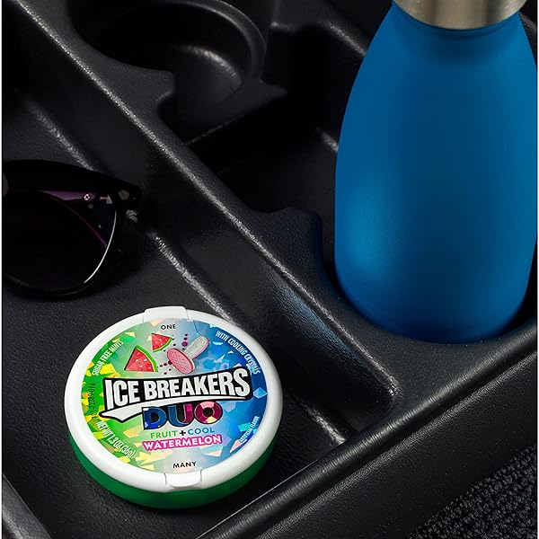 ICE BREAKERS DUO FRUIT PLUS COOL WATERMELON SUGAR FREE MINTS TINS, 1.3 OZ (8 COUNT)