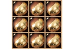 DN DECONATION Christmas Ball Ornaments Set of 9, Brown Matte Glass Xmas Tree Hanging Ball Decorations with Gold Foil Finish, Rustic Glass Ornaments for Holiday Decor & Christmas Party