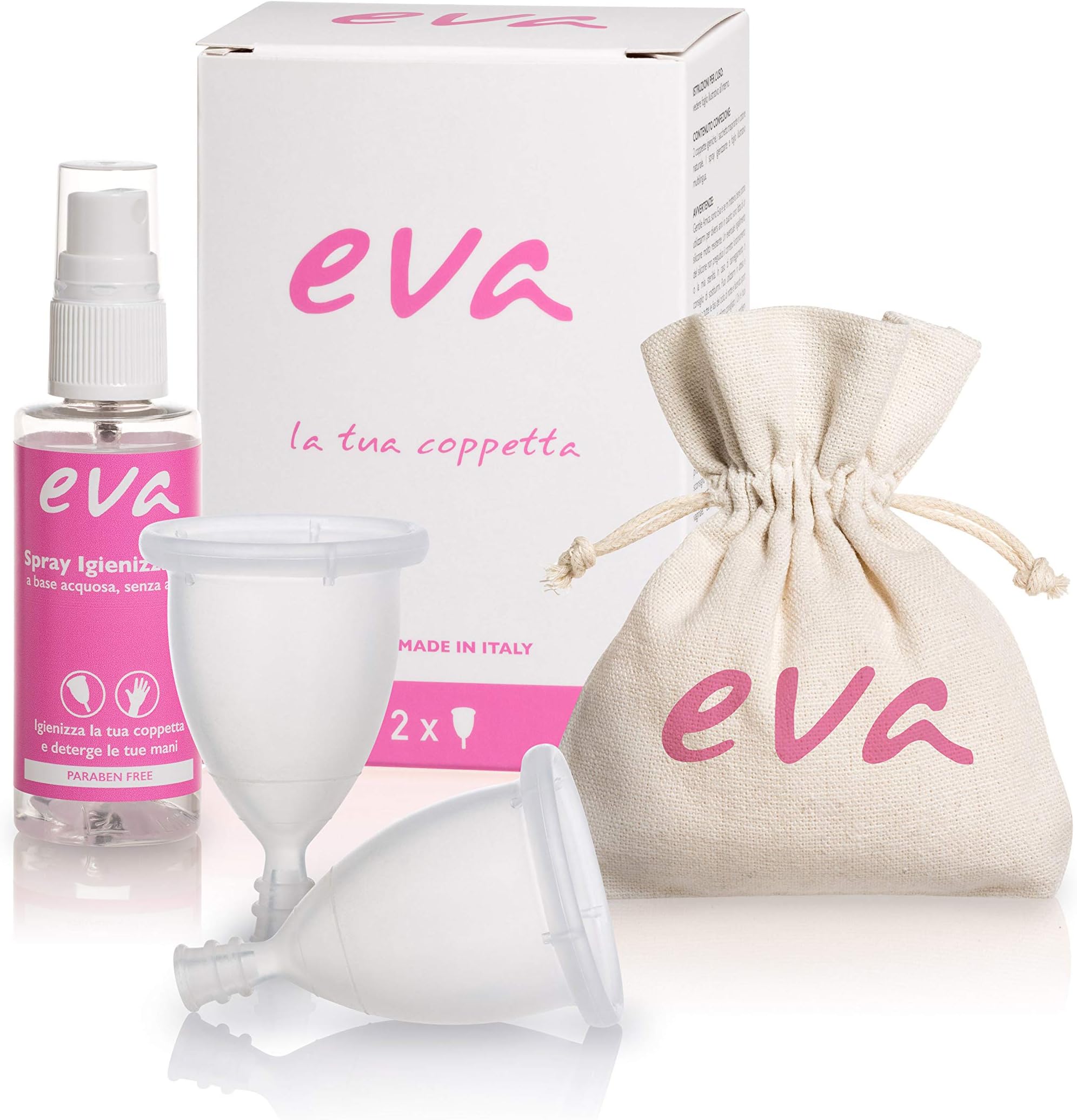 Dulàc - Ultra-Soft Menstrual Cup - Available in 2 Sizes - Eva (Small + Large, Transparent)