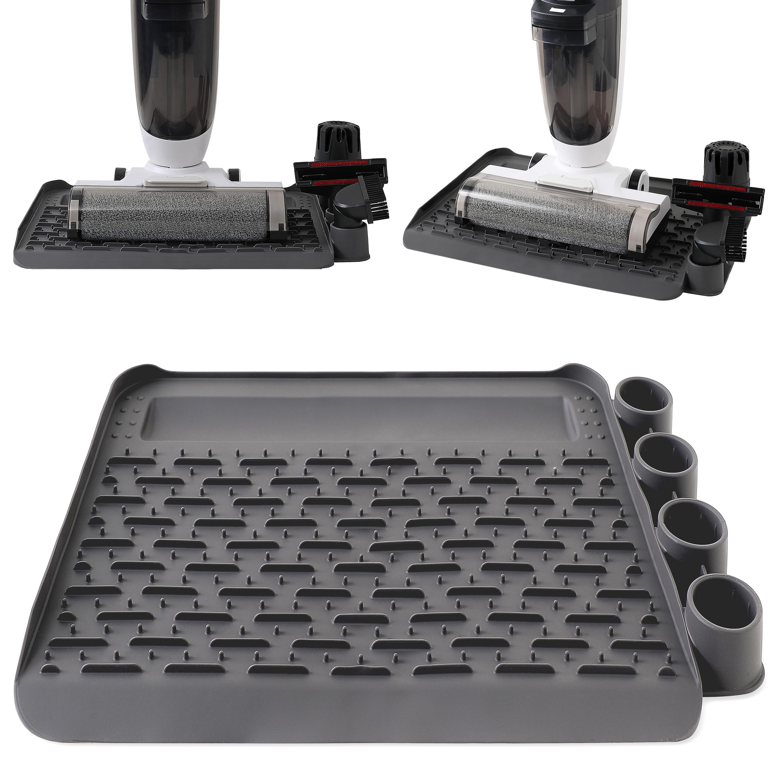 Photo 1 of SESENSE Stick Vacuum Stand, Silicone Storage Mat Docking Station Holder Compatible with Stick Vacuum Accessories Attachments (Gray)