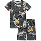 Tebbis Little Boys Pajamas - Soft Snug-fit PJs Short Sleeves Sleepwear Set Baseball Toddler Jammies Size 4T-14