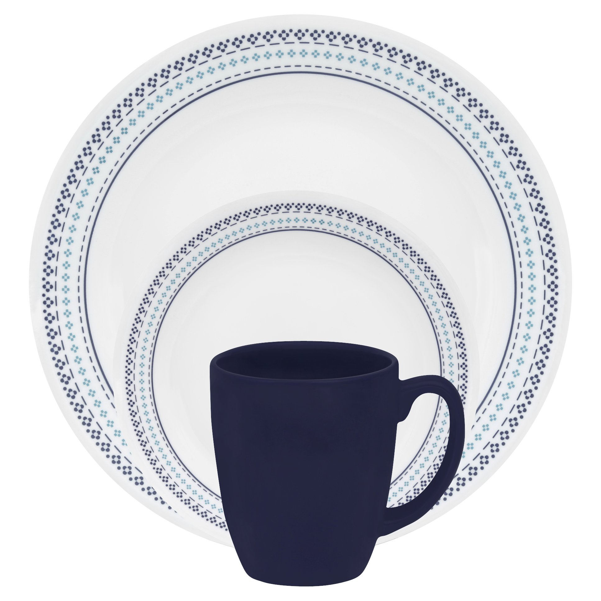Corelle 1109604 Livingware 16Piece Dinnerware Set, Folk Stitch