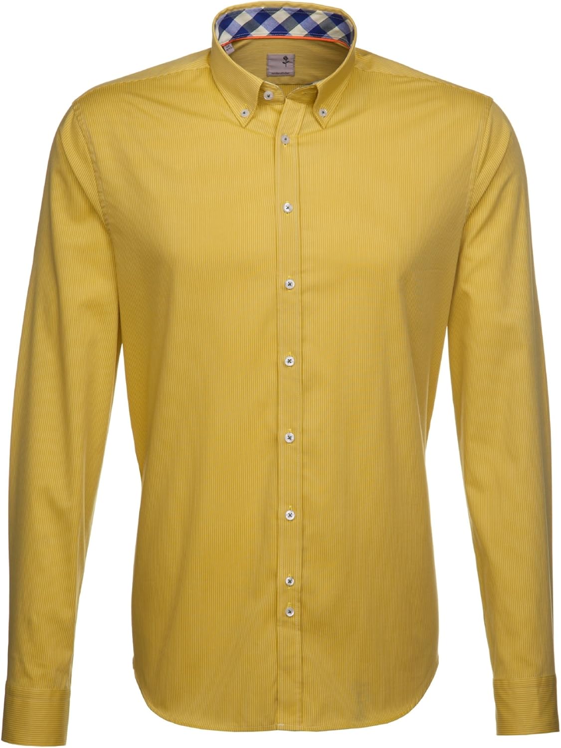 Seidensticker Herren Langarm Hemd Schwarze Rose Slim Fit ButtonDownKragen gelb gestreift mit