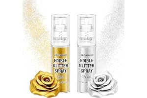 PANDALAB Edible Glitter Spray - Gold & White Food Grade Luster Dust for Drinks, Dessert Decorating Shimmering Glitter for Beverages, Cake, Cocktail, Chocolate, Candy, Icing (0.35oz/10g Bottle)