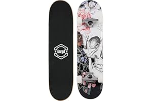 Amrgot Skateboards for Beginners,31 * 8 inches Complete Skateboards for Kids,Boys,Girls and Adults,7 Layer Maple Wood,Double Kick Deck Concave Standard and Tricks Skateboard