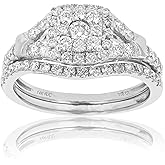 VIR JEWELS 7/8 cttw Diamond Prong Set Wedding Engagement Ring Set 14K White Gold Bridal