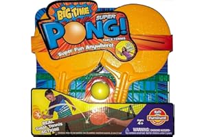 BIG TIME TOYS Super Pong Complete Portable Table Tennis Set - Includes Ping Pong Paddles, Ball, and Net - Easy Set Up, Orange
