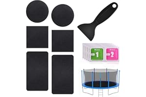 ORIZIZHIC Self-Adhesive Trampoline Patch Repair Kit, 2 Square + 2 Rectangular + 2 Round Patches, Trampoline Patch with Scraper Wet Towel, Trampoline Accessories for Repairing Tears and Holes in Trampoline Mats