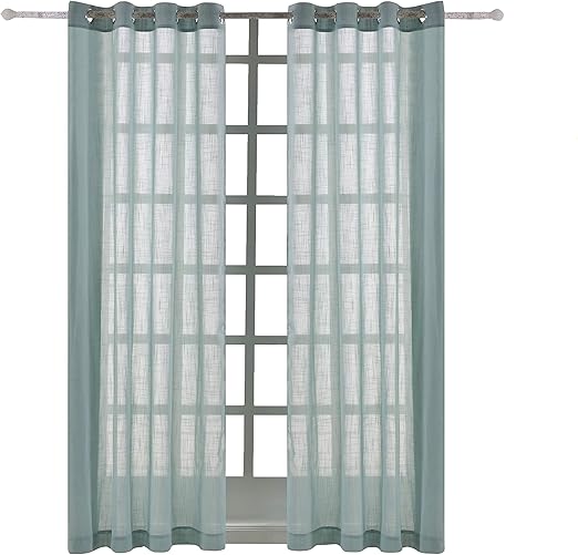 Amazon Com Best Dreamcity Linen Look Solid Grommet Top Semi Sheer