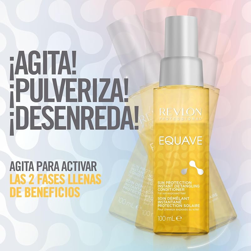 EQUAVE Acondicionador Profesional bifásico desenredante para cabellos expuestos al sol, Protección UV para el cabello, acondicionador sin aclarado, 100ml