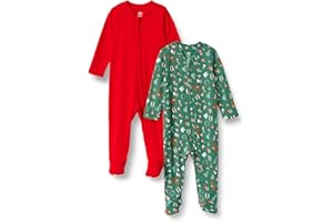 Amazon Essentials x Sofia Grainge Unisex Babies' Cotton Footed Sleep and Play Bodysuit, Pack of 2