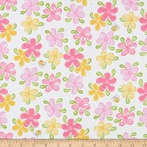 Amazon.com: Susybee Lal the Lamb Floral White/Pink, Fabric by the ...