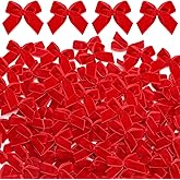 Waydress 120 Pcs Tiny Mini Christmas Velvet Bows for Crafts Xmas Twist Tie Bows Ribbon Bowknot Christmas DIY Craft Sewing Scrapbooking Gift Wrapping(Red,1 Inch)