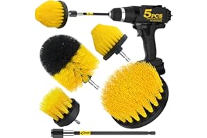 Holikme 5Pack Drill Brush Attachment Set，Power Scrubber Brush Extended Long Attachment for Bathroom Surfaces, Grout, Floors, 