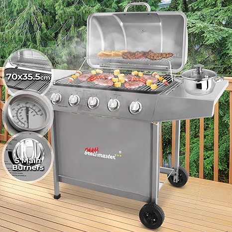 Broil Master Steel Bbq Gas Grill With 5 Burners Amazon Co Uk