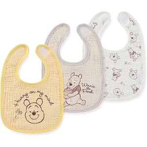 Disney Pooh Mickey Minnie 3 Pack Baby Bibs Soft Absorbent Drool Bibs for Teething and Feeding Newborn to Infants Essentials