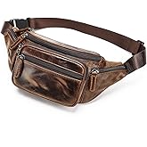 Genuine Leather Fanny Pack for Men Belt Bag Women Waist Purse Small Hiking Running Waist Pack for Phone Bum Hip Bags Shoulder Crossbody Bags