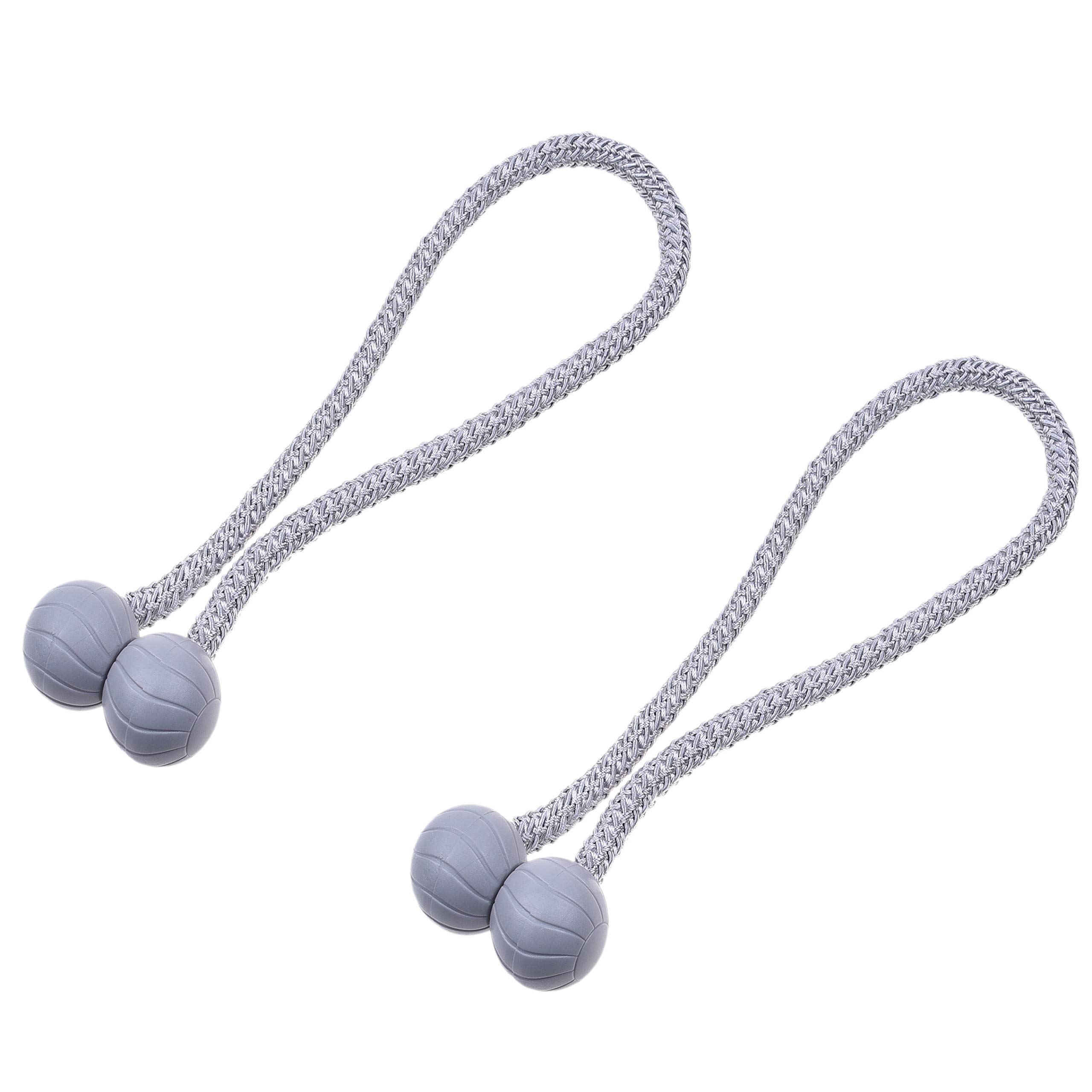 Kare & Kind Magnetic Curtain Tiebacks - 2x Decorative Rope Holdbacks - 45cm in Length- For Thin, Thick Curtains, Draperies - For Homes, Indoor and Outdoor Curtains - Ball Shaped (Grey)