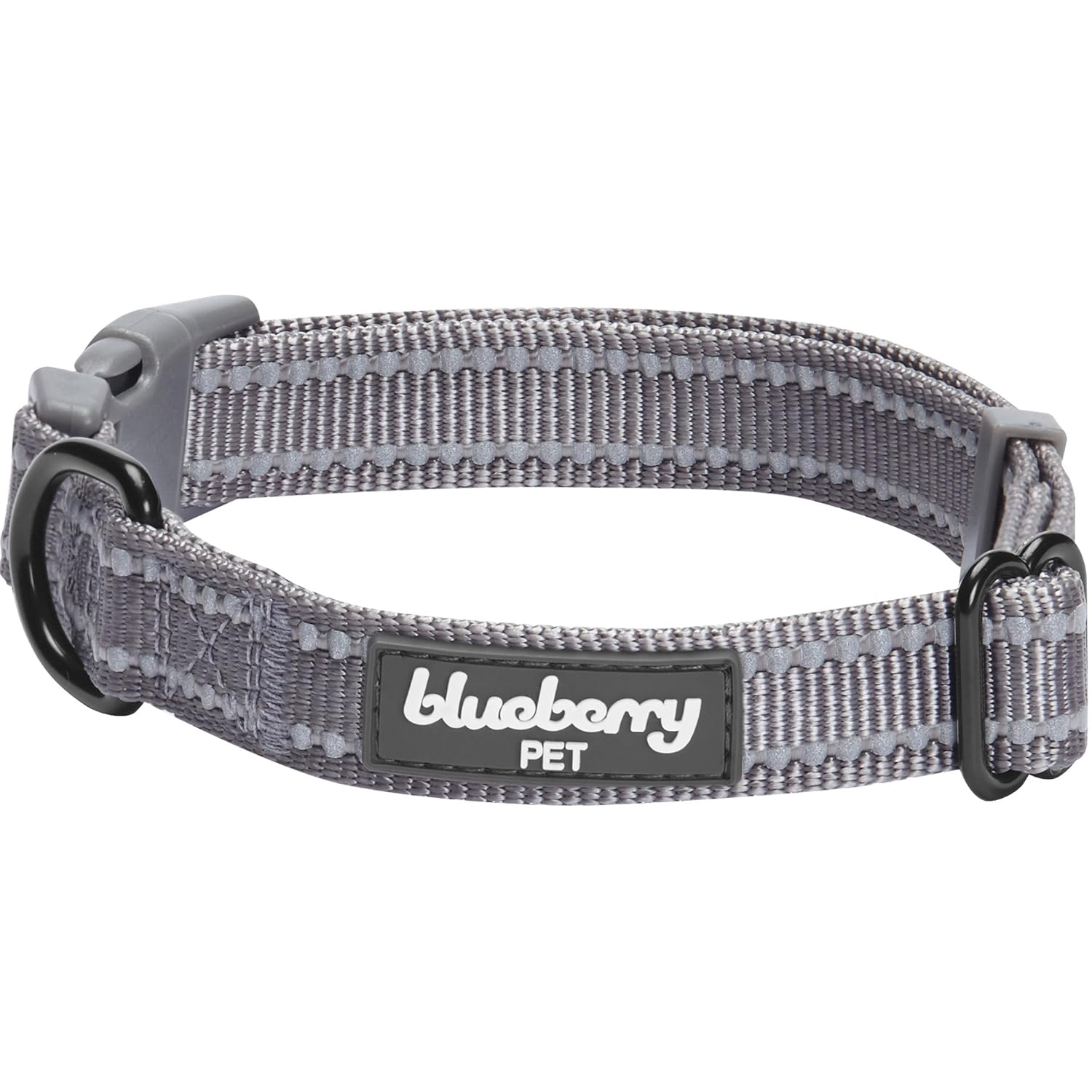 Blueberry Pet 3M Reflective Adjustable Classic Solid Color Dog Collar