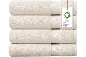 Delara 100% Organic Cotton Towels 650 GSM Plush Feather Touch Quick Dry Bath Sheet, Pack of 4 GOTS Certified, Oeko-Tex Green Certified, Organic Cotton Bath Sheet, 36"X70"