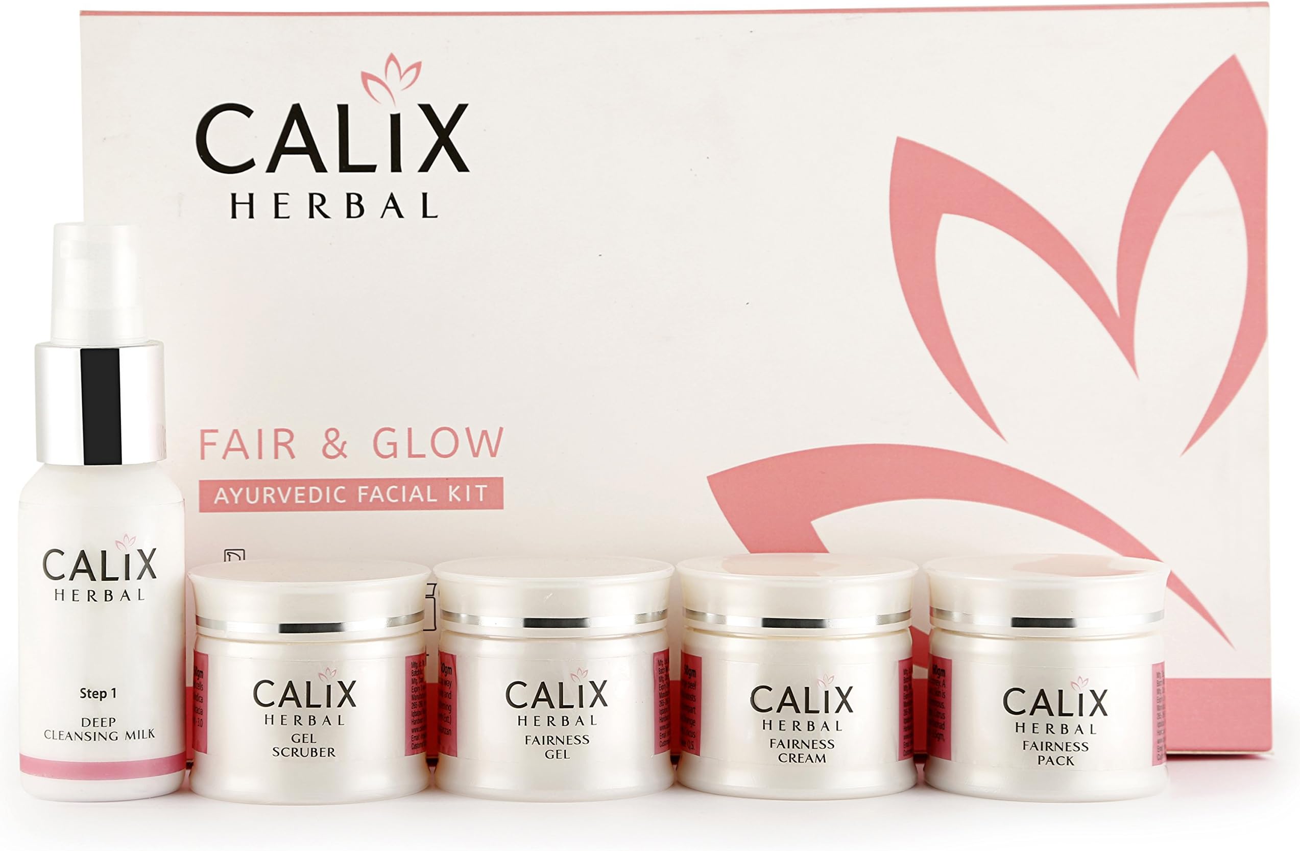Calix Herbal Fair & Glow Ayurvedic Facial Kit Creamy Whitening Beneficiation Enriched with Lemon and Berries, 260 gm