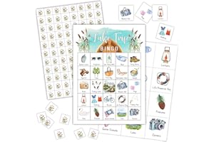 BSNZZIO Lake Trip Bingo Games - 24 Player Cards, Family & Friends Camping Party Activities, Vacation Gifts for Adults & Teens
