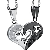 Jstyle Valentines Day Gifts for Her/Him Stainless Steel Mens Womens Matching Couple Necklace Pendant Love Heart CZ Puzzle Couples Jewelry Set