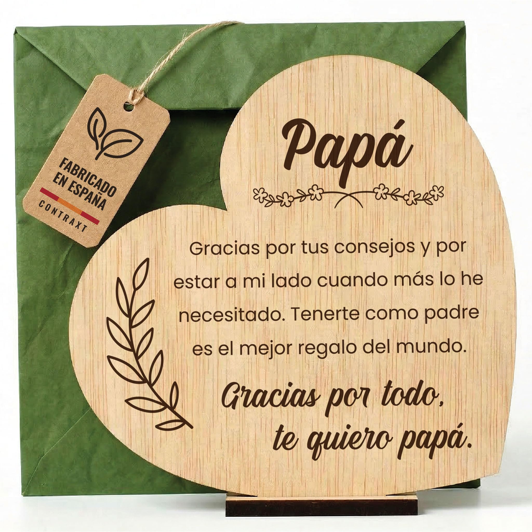 CONTRAXT Tarjeta Papa Día del Padre madera. Regalos especiales cumpleaños padres Detalles felicitacion postales padre español especial feliz dia del padre wonderful (Padre)