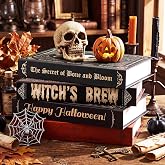 Threehoney 4 Pcs Halloween Book Decor Fake Halloween Spell Book | Witch Potion Pumpkin Skull Stackable Decorative Boxes Hollow for Table Home Party Bookshelves DIY Crafts Decor