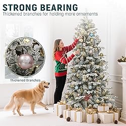 YITAHOME Pre-Lit Flocked Artificial Christmas Tree