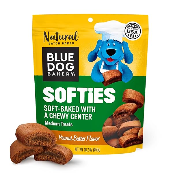 BLUE DOG BAKERY NATURAL DOG TREATS, SOFTIES, PEANUT BUTTER FLAVOR, 16.2OZ BAG, 1 BAG
