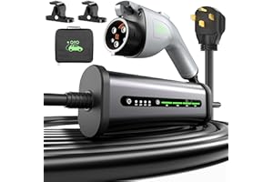 QPQ Level 2 EV Charger 32A 240V NEMA 14-50P, Portable Electric Vehicle Charging Stations with Adjustable Current/Timing Delay, 21FT Level 2 Charger with EV Charger Box Holders for J1772 Evs