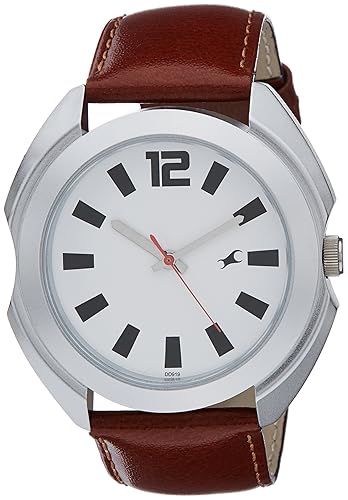 PASOY Mens Chronograph Sports Watch Steel Case Leather Band Water Resistant Womens Quartz Watches L7