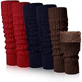 Chuarry 3 Pairs Winter Fleece Lined Leg Warmer for Women Skating Leg Warmer Long Boot Socks for Women Skating Every Day Wear