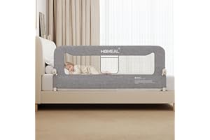 HOMEAL Bed Rail for Toddlers, 59in Swing Down Baby Bed Rail Guard, Toddler Bed Rails for King Size Beds, Twin, Full, Queen, Bed Guard Rail for Toddlers, Grey