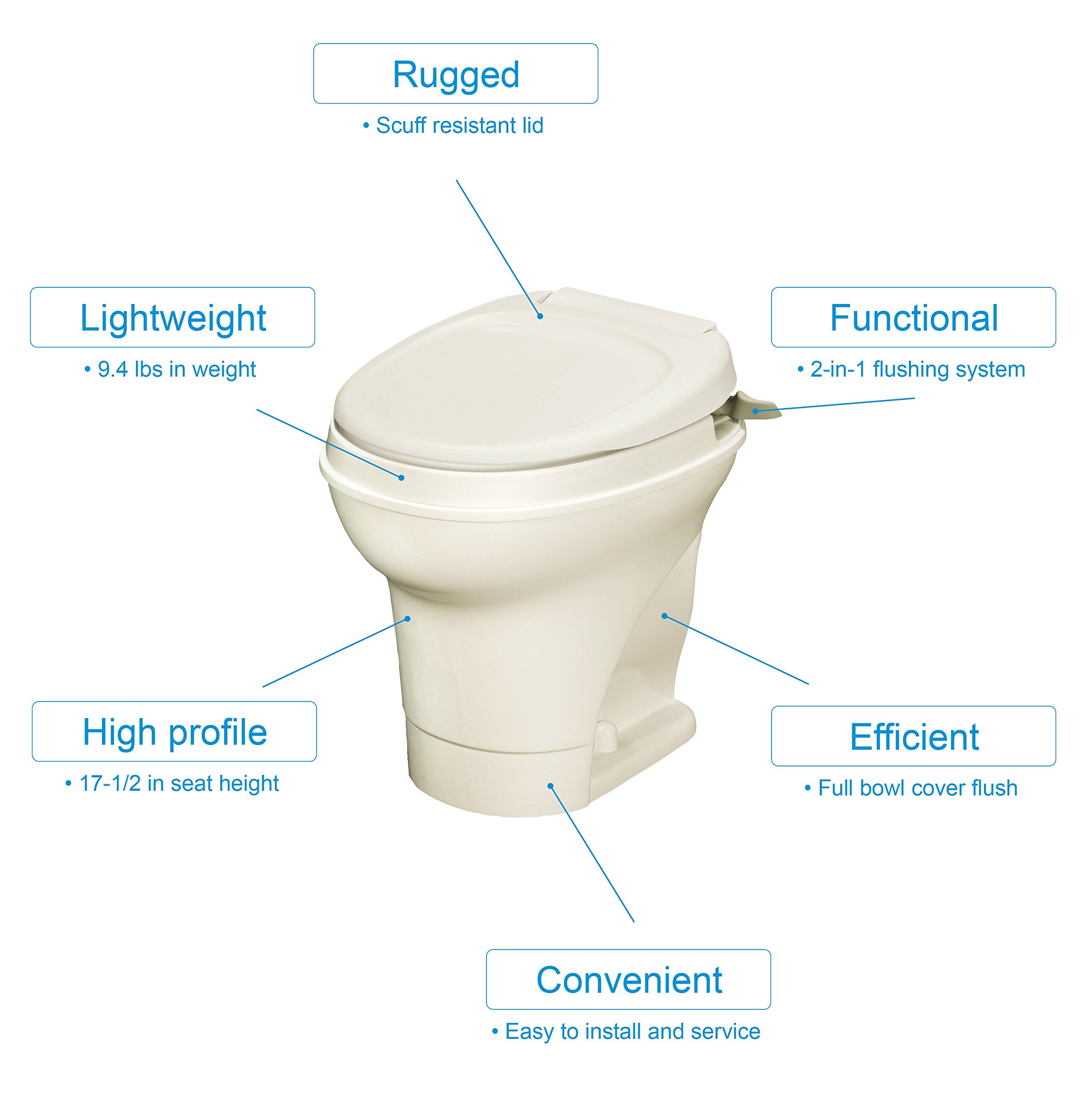 Thetford Parchment Aqua Magic V RV Toilet Hand FlushHigh Profile Color
