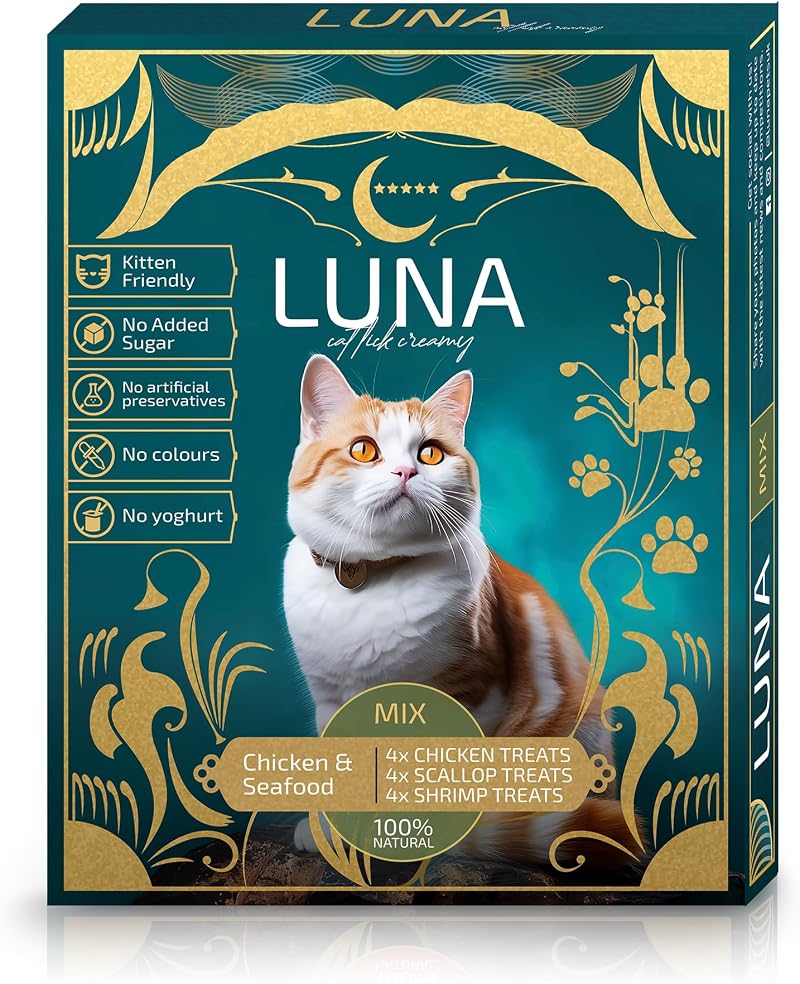 Luna Premium Lickable Cat Treats 12 Pack Chicken Scallop Shrimp