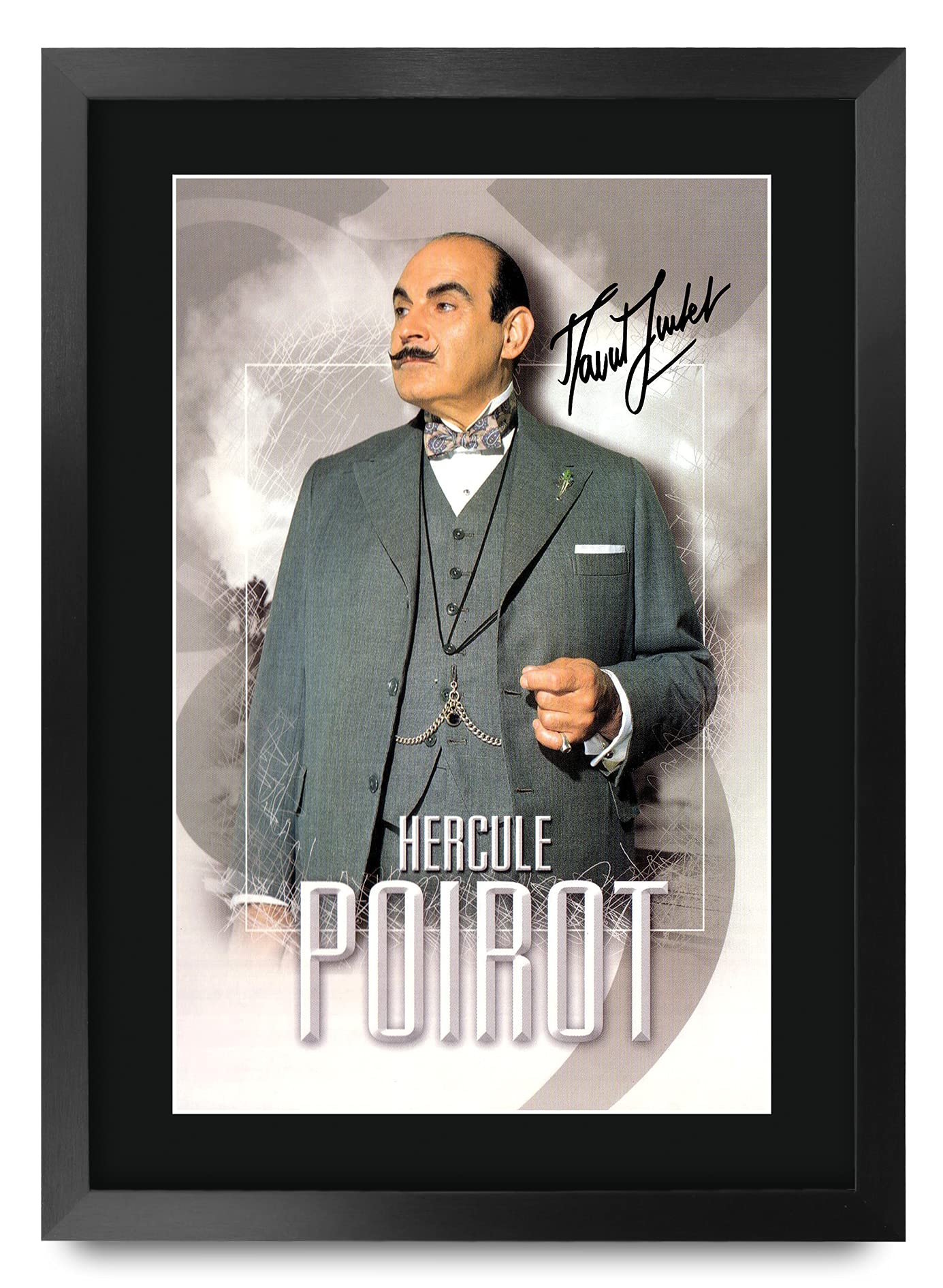 HWC Trading A3 FR Poirot David Suchet Gifts Printed Signed Autograph Picture for TV Memorabilia Fans - A3 Framed