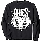 Blackcraft Zodiac Signs Aries Skull Constellation Fire Witch Sweatshirt