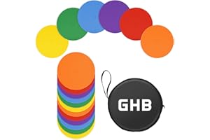 GHB 4" or 9" Poly Spot Markers Agility Dot for Gym/PE Training, Dance,12 Pcs Round Multiple Color Size Rubber Non-Slip Spot Marker for Games, Floor Dots and Sport Activities (9 Inch 12Pcs)