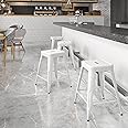 EMMA + OLIVER Commercial Grade 24" H Backless White Metal Indoor-Outdoor Counter Height Stool